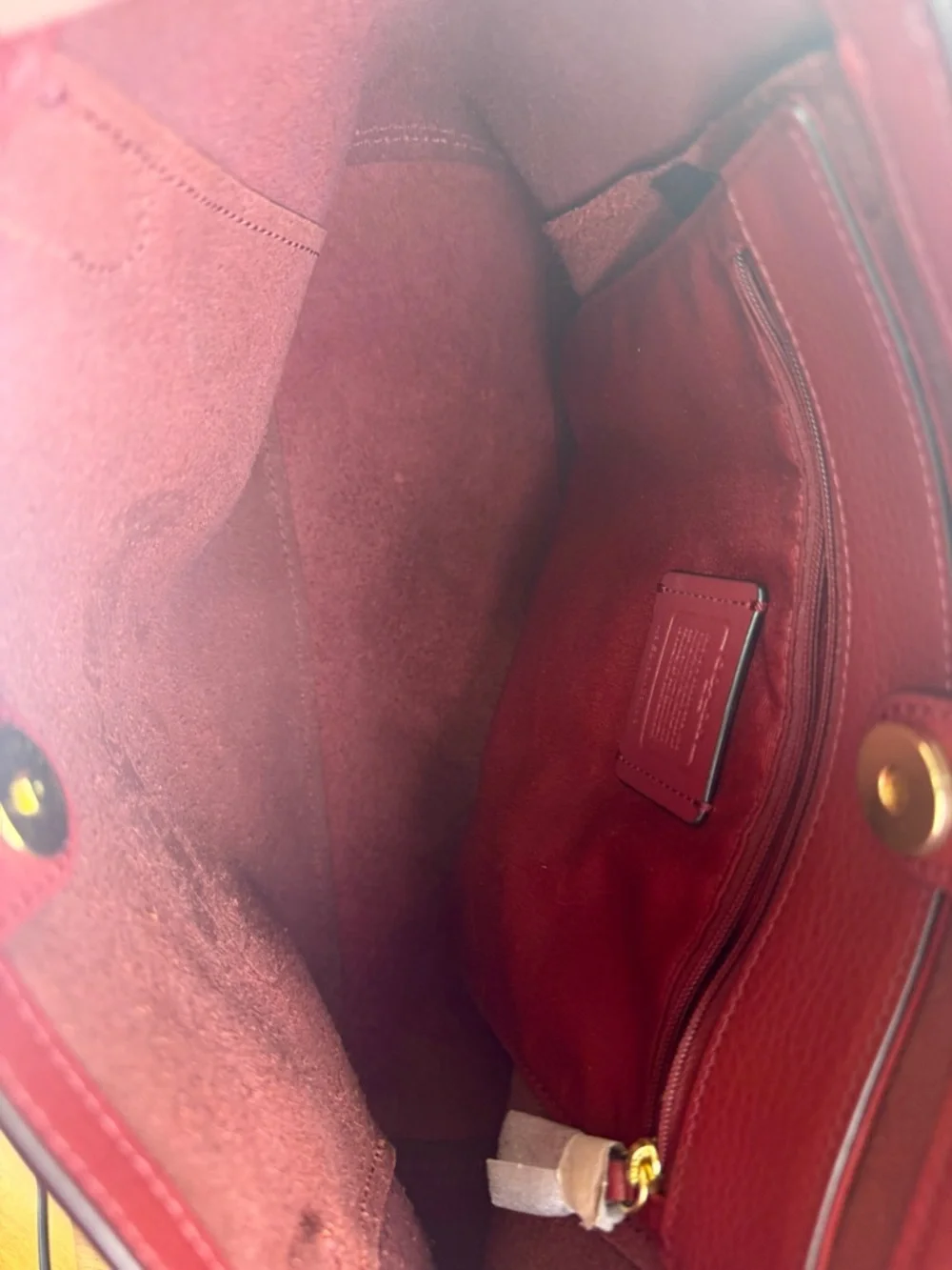 Coach Wine & Pink Leather Tote Horse & Carriage Embossed Logo - Picture 11 of 16